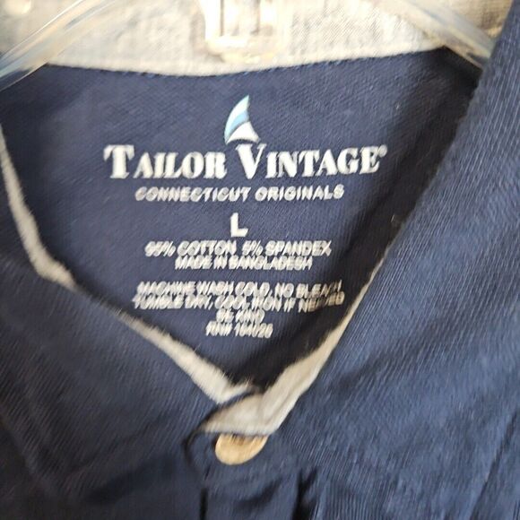 Tailor Vintage Men's Shirt Lg Long Sleeve Navy stretch knit - Picture 3 of 10